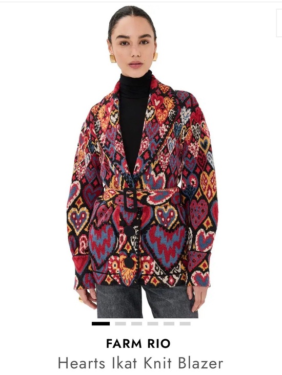 fram rio Sweaters - FARM RIO
Hearts Ikat Knit Blazer